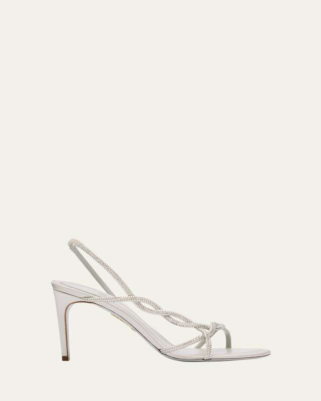 Satin Braided-Strap Sandals with Strass Detailing